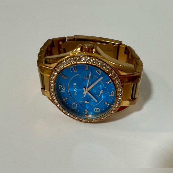 FOSSIL Riley Multi-Function Blue Dial Rose Gold-tone Ladies Watch - Picture 4 of 8